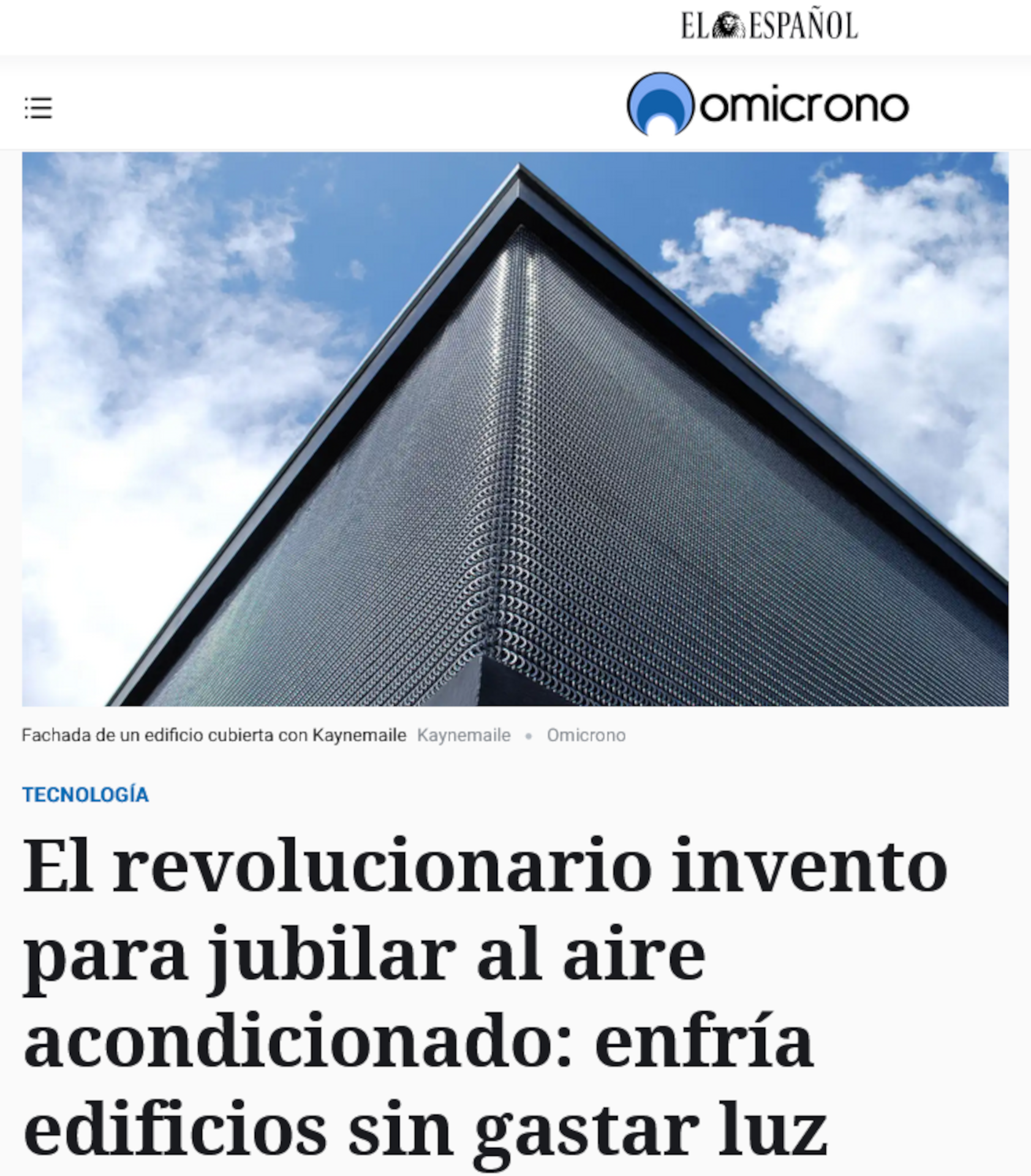 El revolucionario invento para jubilar al aire acondicionado: enfra edificios sin gastar luz-2023-EL-ESPANOL-periodico